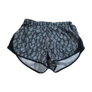 EUC - Nike Tempo Venom Shorts Women's Small Black White Geometric Lined Running